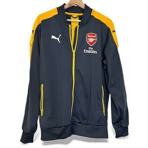 Puma Arsenal Stadium Soccer Football Jacket Men's Size M Gray & Yellow